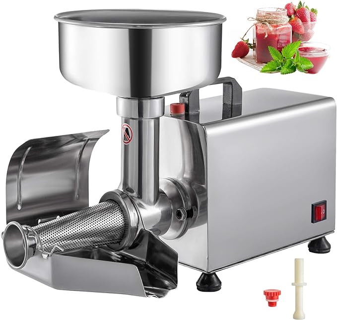 VBENLEM 110V Electric Tomato Strainer 370W Commercial Grade Tomato Milling Machine Stainless Steel Tomato Press and Strainer 90-160 Kg/H Pure Copper Motor Food Strainer and Sauce Maker