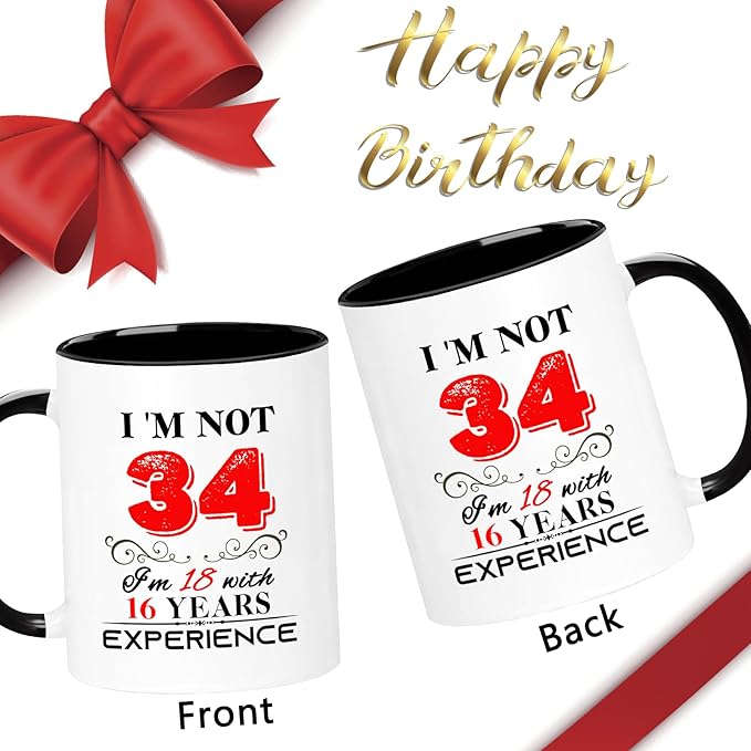 1991 34th Birthday Mug for Women Men, Turning 34 Year Old Birthday Gifts for Mom, Dad, Grandma, Grandpa, Wife, Husband, Daughter, Sister, Best Friends, Coworkers, Her, Him, 11oz Coffee Cup