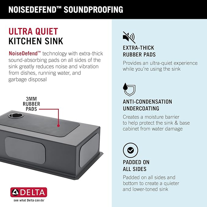 DELTA FAUCET 95B932-32S-SS Lorelai Workstation Kitchen Sink Undermount Stainless Steel Single Bowl with WorkFlow Ledge and Chef’s Kit of 6 Accessories