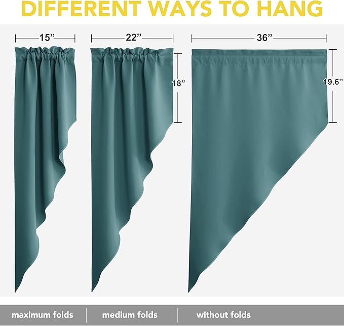 NICETOWN Blackout Window Treatment Swags - Tailored Scalloped Valance/Swags Window Topper Curtains for Classroom Decor/Bedroom/Home Office/Christmas (2 Panels, 36 by 63 inches per Panel, Sea Teal)
