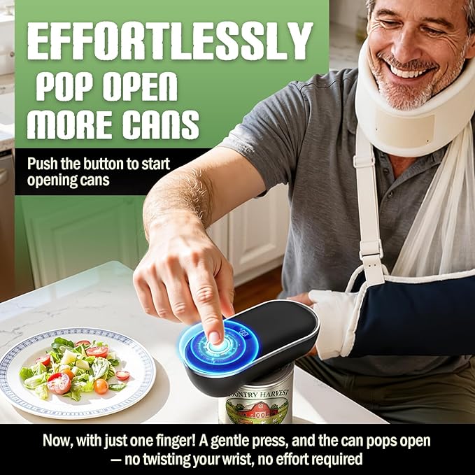 Rechargeable Electric Can Opener, One-Touch Automatic Can Opener with Smooth Edge, Effortless Can Opener for Seniors, Arthritis, Weak Hands, Home, Ideal Kitchen Tool for Daily Use