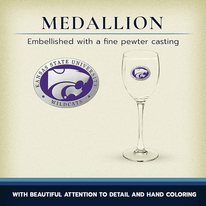 Heritage Pewter Kansas State Wildcats Glass Goblets – Set of 2 | 12 OZ Goblet Wine Glasses | Expertly Crafted Pewter Glass