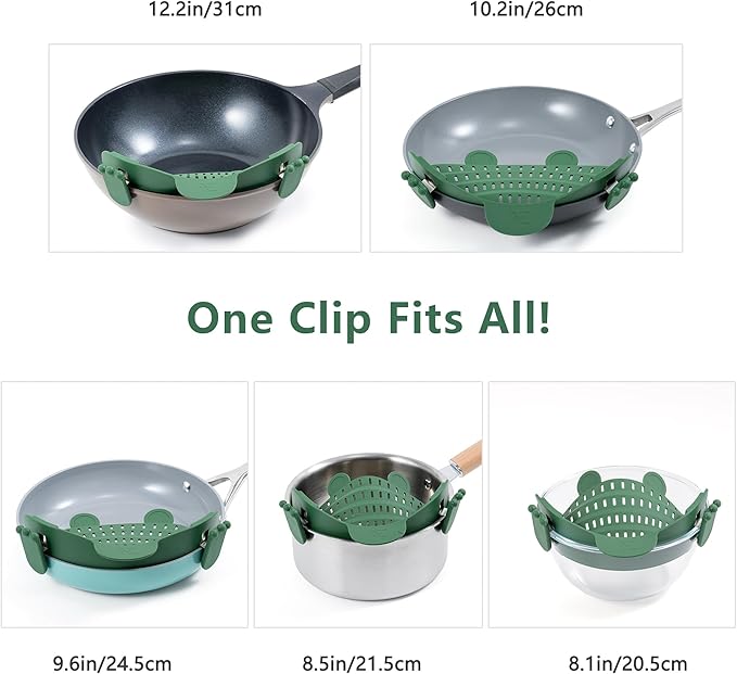 Li&Zhao Clip on Strainer - Fine Mesh Strainer Pasta Strainer Pot Strainers for Kitchen Collapsible Colander Food Strainer(Green)