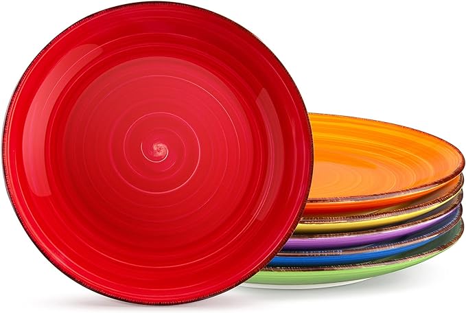 vancasso Bonita Dinner Plates, 10.5 Inch Ceramic Plates, Microwave, Oven and Dishwasher Safe Plates Set of 6 - Assorted Colors