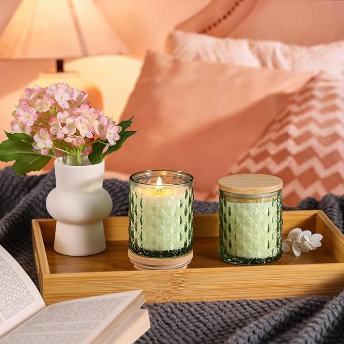2 Pack Eucalyptus & Mint Scented Candles for Home Decor, 6.5oz Natural Soy Wax Aromatherapy Jar Candles, Housewarming Gift for Women