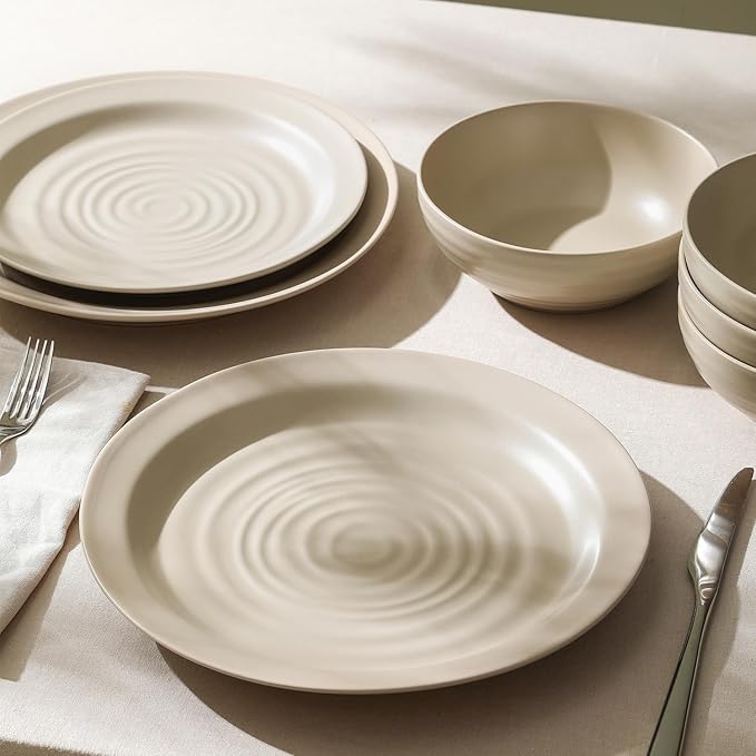 Stone Lain Orbit 24-Piece Dinnerware Set Stoneware, Beige