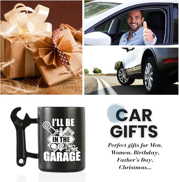 Onebttl Car Gifts For Men, Women, Dad, Mechanic - 13.5oz/400ml Ceramic Wrench Coffee Mug - Garage