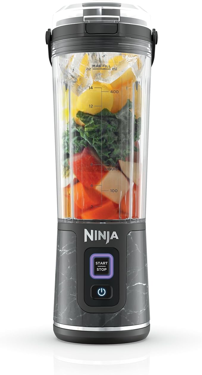 Ninja Blast Portable Blender, Cordless, 18oz. Vessel, Personal Blender for Shakes & Smoothies, BPA Free, Leakproof Lid & Sip Spout, USB-C Rechargeable, Dishwasher Safe Parts, Marble Black, BC152MK