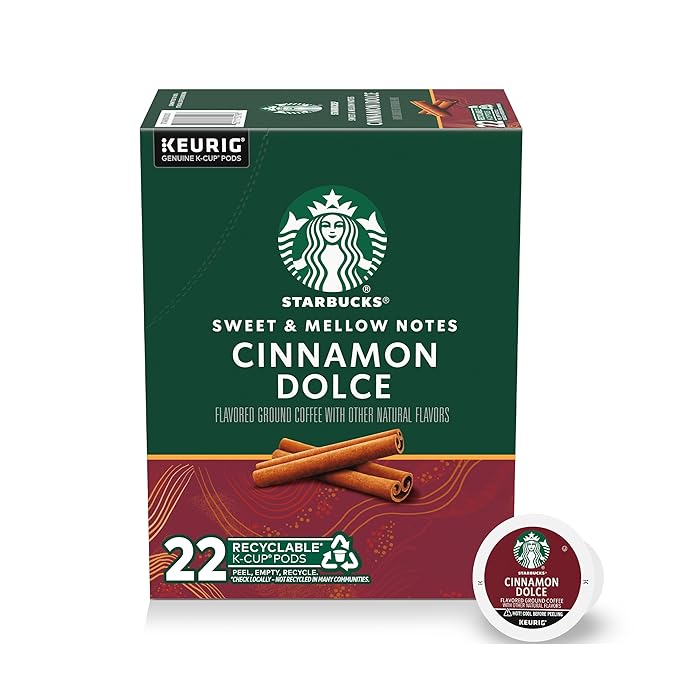 Starbucks K-Cup Coffee Pods, Flavored Hot or Iced Coffee, Cinnamon Dolce, 22 Keurig Pods