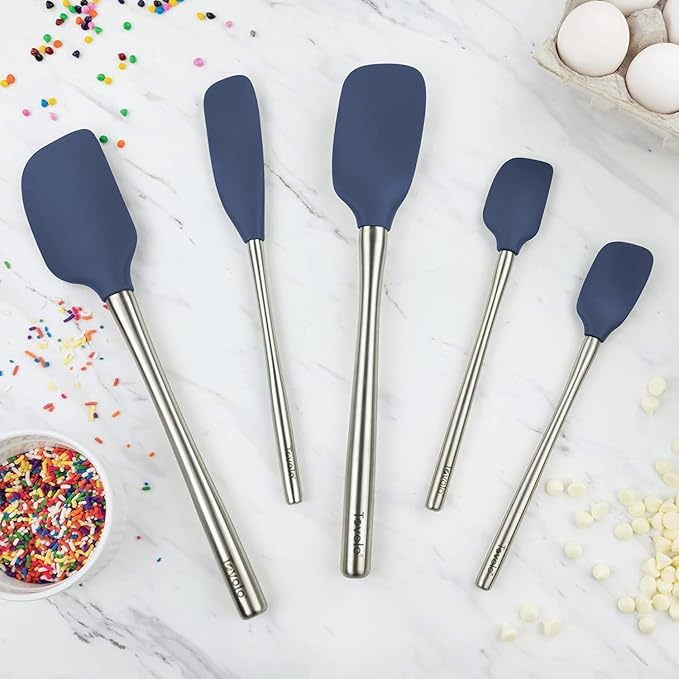 Tovolo Flex-Core Stainless Steel Handled Spatula Set of 5 for Meal Prep, Cooking, Baking, and More