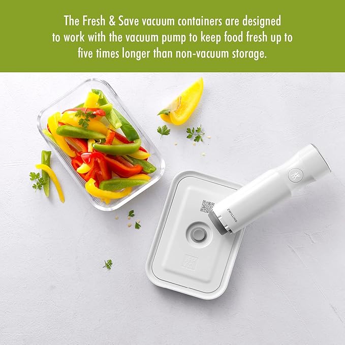 ZWILLING Fresh & Save 2-Piece Medium Glass Vacuum Sealer Food Storage Container with Airtight Lids