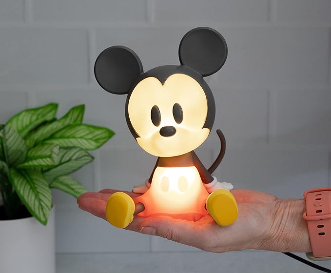 Disney Mickey Mouse Figural Mood Light | Nightstand Table Lamp with LED Light for Bedroom, Desk, Living Room | Home Decor Room Essentials, Cute Gifts and Collectibles | 6 Inches Tall