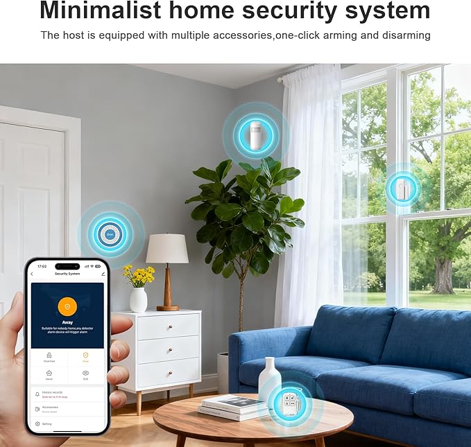 Alarm System for Home Security,WiFi+4G Smart Door Alarm Systems Kit NO Monthly Fees,with Instant App Alerts Door Window Motion Sensor,Compatible with Alexa,for Apartment & Kids Safety
