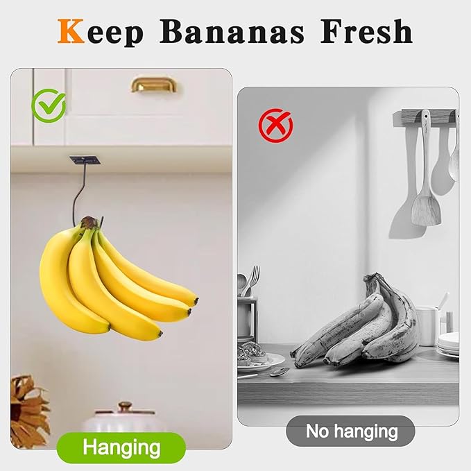 Self-Adhesive Banana Hooks, Foldable Magnetic Hanger Under Cabinet, Sturdy Metal Banana Holder for Kitchen, Space-Saving Design to Keep Bananas Fresh 1 Pieces Bronze