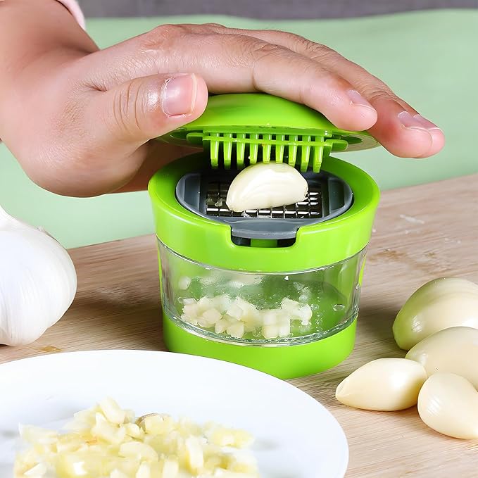 Garlic Press-Garlic Chopper Mini Vegetable Slicer Garlic Mincer Tool Crusher Slicer Twister Garlic Press Kitchen Gadget
