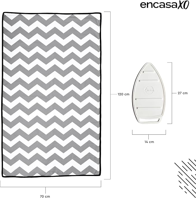 Encasa XO Ironing Mat/Pad (Large 48"x28") with 3mm Padding & Silicone Iron Rest for Steam Pressing on Tabletop or Bed - Heat Resistant, Portable, Quilting & Travel Blanket - Zig Zag