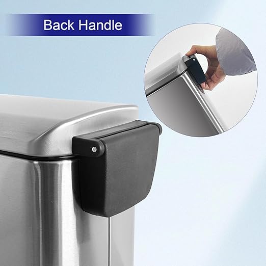 1.3 Gallon Trash Can with lid, Stainless Steel Garbage Can, Finger Proof, Pedal Trash Can for Bathroom, Bedroom, Home Office, Small Waste Bin 5 Liters, Silver