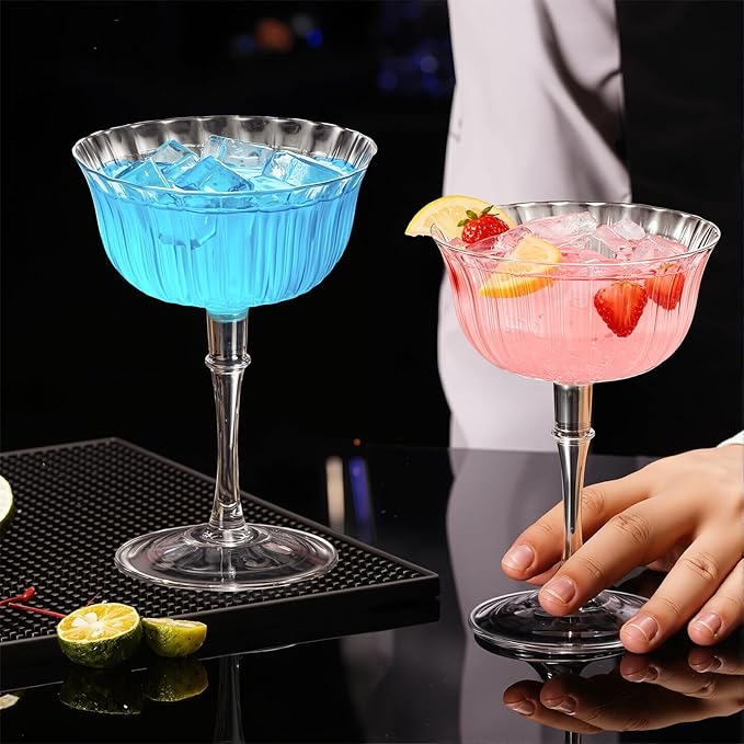 KAMMAK Martini Glasses Set of 2, 5.41 oz Clear Crystal Cocktail Glasses with Stem, Reusable Cocktail Glassware for Wedding Birthday Party, Bar, Margarita, Whiskey, Gin, Tequila, DS-07