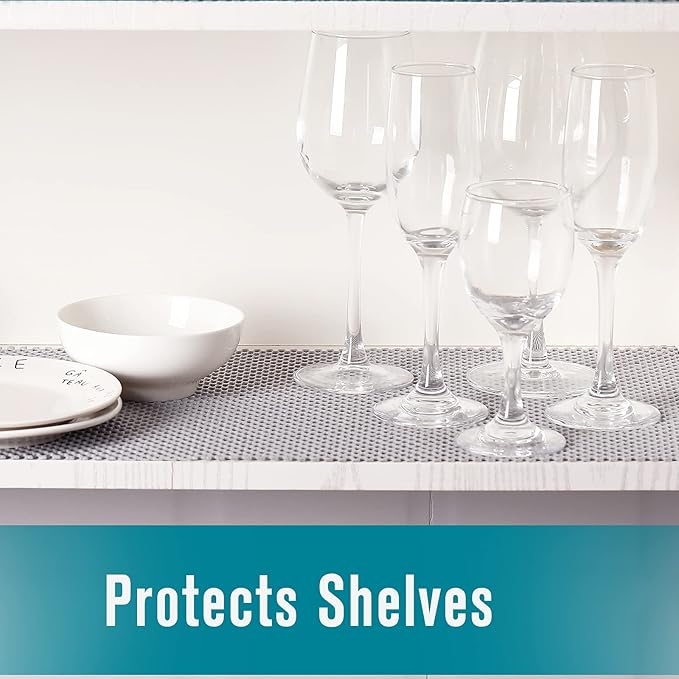Drawer Shelf and Cabinet Liner, Thick Strong Grip, Non-Adhesive Liners Protect Kitchen Cabinets and Cupboard, Bathroom Drawers, Easy Install, Breathable Mat, 20 Inches x 20 Feet, White