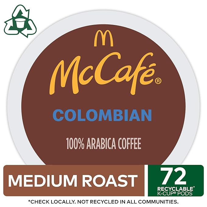 McCafe Colombian, Single Serve Coffee Keurig K-Cup Pods, Medium Roast, 72 Count