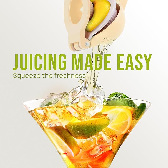 Zulay Kitchen Metal 2-in-1 Lemon Squeezer - Sturdy Max Extraction Hand Juicer Lemon Squeezer Gets Every Last Drop - Easy to Clean Manual Citrus Juicer - Easy-Use Lemon Juicer Squeezer - Cream/Purple