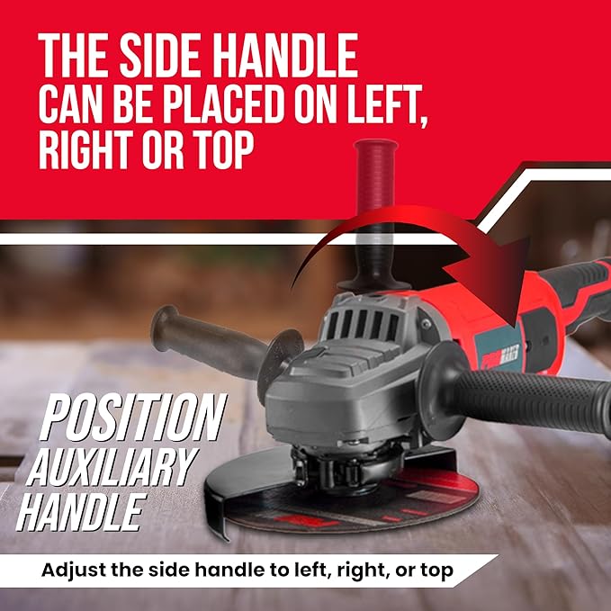 PROMAKER 7 inch Angle Grinder, 17.2 AMP, 8400 RPM, Industrial Electric Angle Grinder with 2 Extra Carbon Brushes, Built for Heavy-Duty Tasks and Professional Performance, 2 Years Warranty.