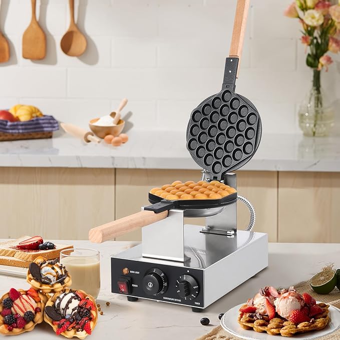 Garvee Electric Bubble Waffle Maker, 2800W Round Waffle Iron Bubble Waffle Maker Non-Stick Egg Machine for Home and Commercial Use, Single
