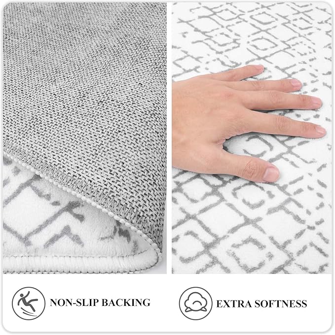 Lahome Moroccan Entryway Washable Rugs 2x3 Non-Slip Thin Kitchen Rug Throw Small Area Rugs for Bedroom Accent Print Distressed Bathroom Mat White Floor Indoor Doormat Carpet for Laundry Living Room