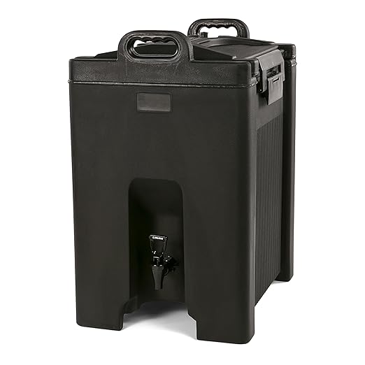 Carlisle FoodService Products Cateraide Insulated Beverage Dispenser with Handles for Catering, Kitchen, and Restaurants, Plastic, 10 Gallons, Black