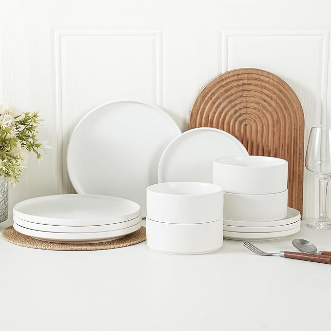 Stoneware Cereal Bowls Set of 4, 6 Inch Deep Bowl for Oatmeal, Soup, Ceramic Bowls Sets, Microwave Safe, Dishwasher Safe, Versatile for All Seasons, Matte White