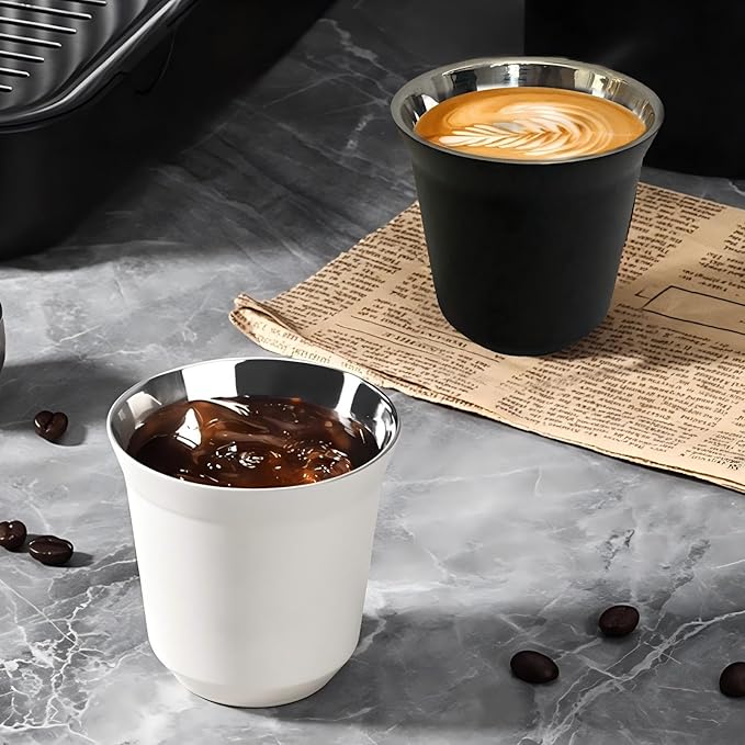 Yozuxan color espresso coffee cups-2 in red and green |304 material | Perfect for tasting coffee, parties, family bars and cafes | Strong Christmas atmosphere.