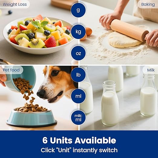 【33 lb & USB Rechargeable】 Digital Kitchen Food Scale Kitchen Scale, Stainless Steel Digital Weight Grams and Oz, Baking and Cooking, 0.1oz/1g Precise, 6 Weight Units