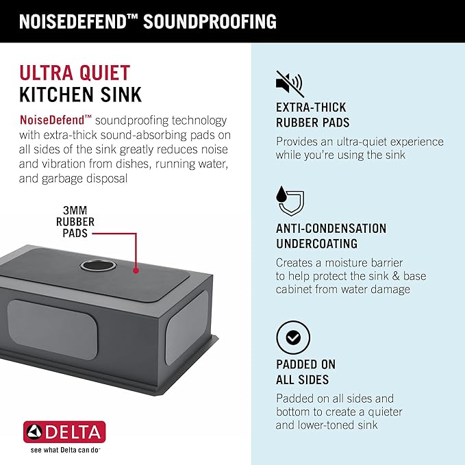 DELTA FAUCET Rivet 30-Inch Workstation Kitchen Sink Undermount 16 Gauge Stainless Steel Single Bowl with WorkFlow Ledge and Chef’s Kit of 6 Accessories, 95B931-30S-SS