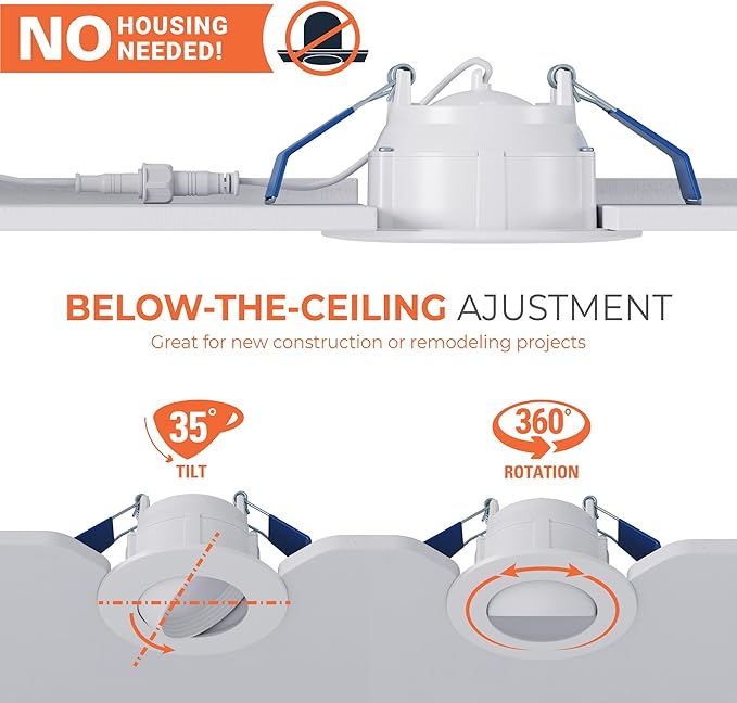 HALO RA 4-Inch Canless LED Recessed Downlight with Adjustable Gimbal, Selectable Lumens and Color Temperatures, Dim-to-Warm - RA6LS9FSD2W1EWHDM