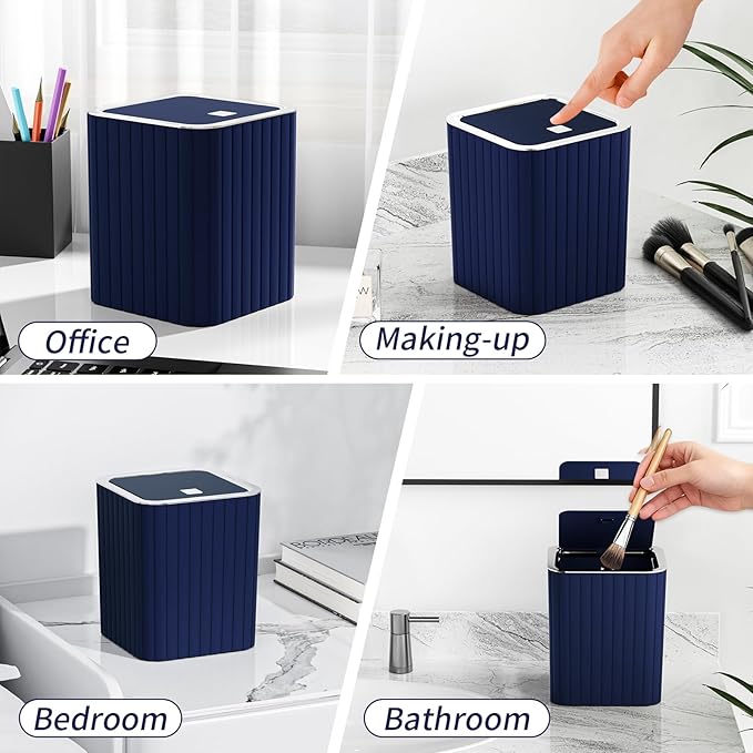 Bathroom Accessory Set - Bathroom Set, 12PC Bathroom Accessories Set, Blue Bathroom Accessories Set, Mini Trash Can, Toilet Brush, Trash Can & Soap Dispenser