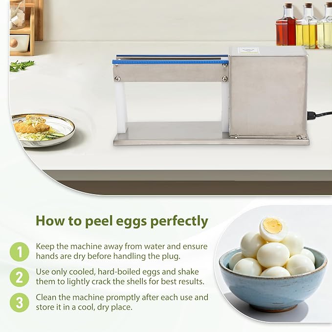 Automatic Quail Egg Peeler, 18W Motor & Stainless Steel Quail Egg Sheller, Effortless Peels in Seconds for Commercial/Home Use, 110V