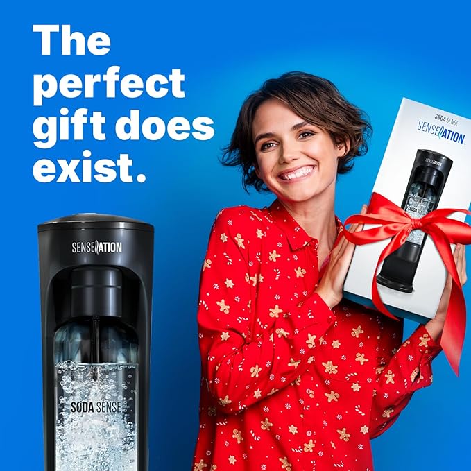 SENSEation Soda Machine Kitchen Gadgets, New Home Essentials - Sparkling Water Maker With Reusable Carbonation Bottle