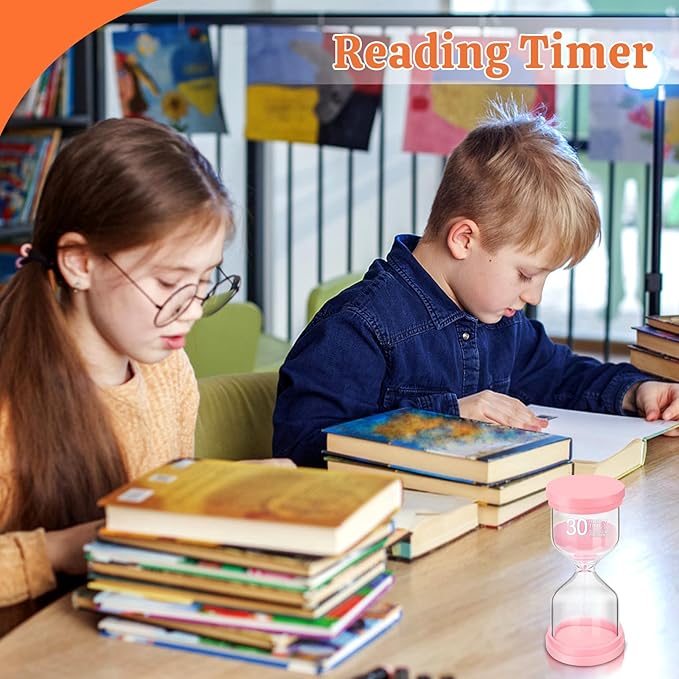 Sand Timer, 6 Colors Hourglass Sand Timers 1/3/5/10/15/30 Minutes Colorful Sandglass Timer Sand Clock Timer for Classroom Games Home Office Decor Cooking with Protective Cover, 6 Pack