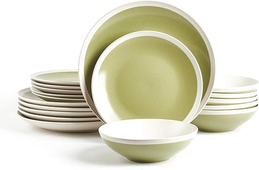 Rock Ridge Speckled Stoneware Dinnerware Set (18pc Set, Beryl and Ivory)