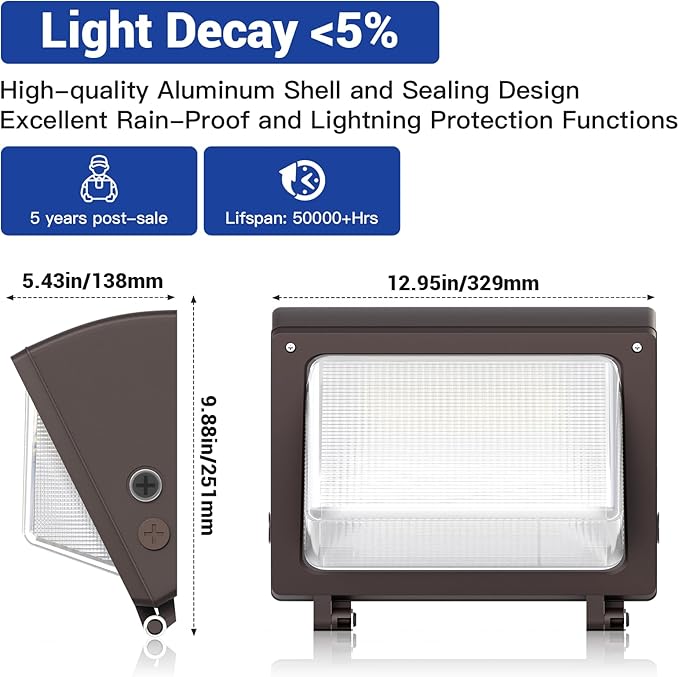 JTT 4pack 120W/96W/72W LED Wall Pack Light with Dusk to Dawn Photocell,18000LM 6000K/5000K/4000K Daylight IP65 Waterproof WallPack Lights Outdoor LED [Eqv. 800W HPS/HID] for Parking Lot,Warehouse,Yard