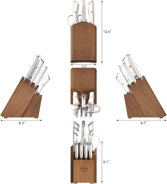 Cangshan ELBERT Series German Steel Forged Knife Block Sets (12-Piece, White)