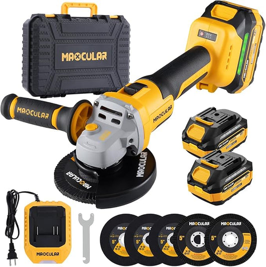 Angle Grinder Cordless 20V Battery,9600 RPM Brushless Power Motor,4-1/2-Inch to 5-Inch,2x4.0 AH Battery Electric Grinder Tool Set, for Cutting,Grinding,Polishing