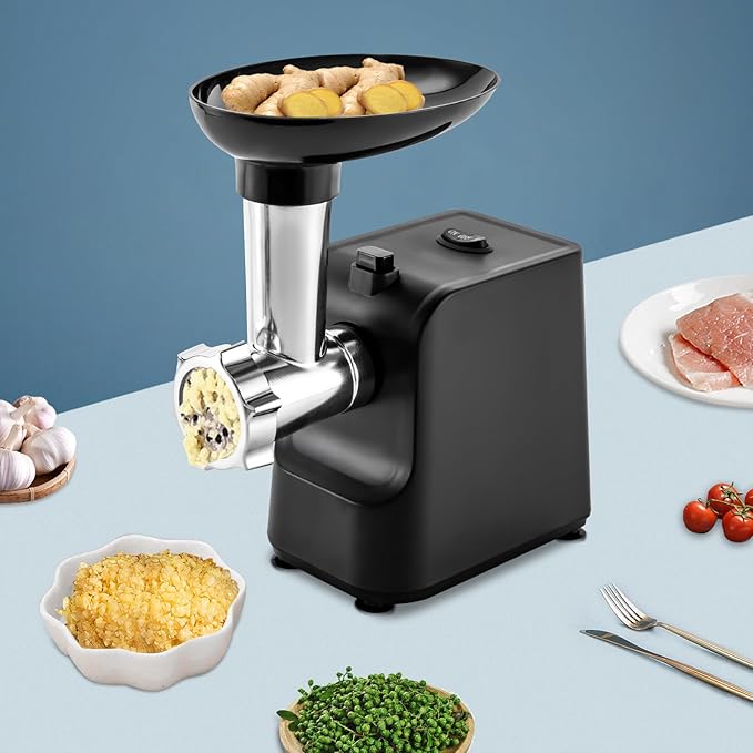 Meat Grinder, 1000W Electric Grinder For Meat with Attachments, Stainless Steel Sausage Maker Machine Kubbe Kit with 3 Grinding Plates Automatic Meat Grinder for Home & Kitchen (Black)