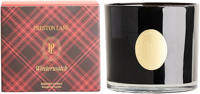 Preston Lane Luxury 3-Wick Scented Candle, Winterwatch, 24 oz Hand-Poured in USA | Long Burn Time (40–50 Hrs), Vegan Soy Wax Blend, Decorative Ceramic Vessel, Fine Italian Fragrance