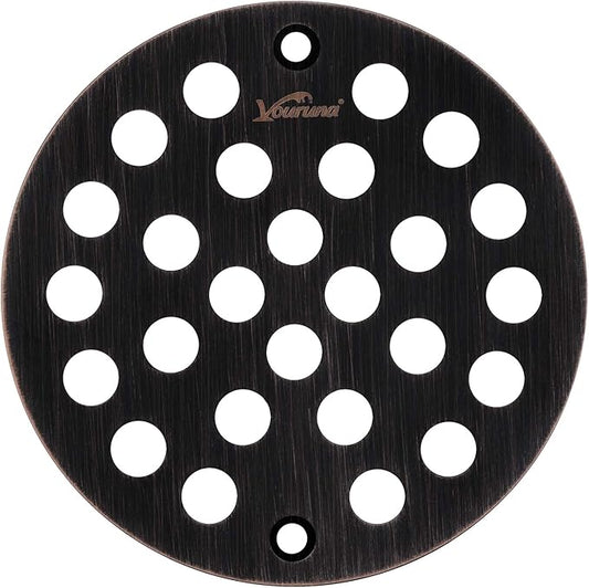 4-Inch Screw-in Shower Strainer Drain Cover Replacement Floor Strainer (Oil Rubbed Bronze) (Isn't Black)