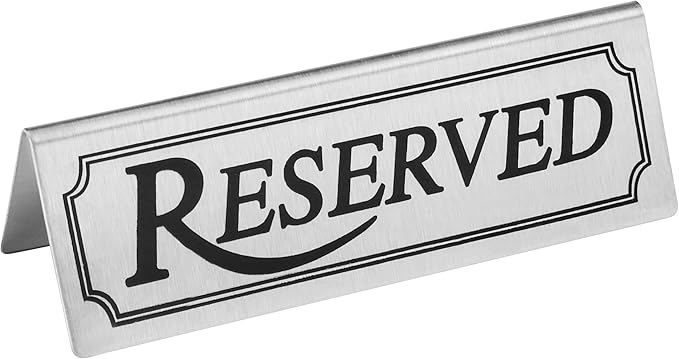 New Star Foodservice Stainless Steel Table Tent Sign (Silver (Reserved), 4 by 1.5-Inch (Set of 2))