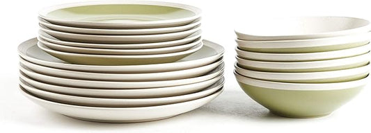 Rock Ridge Speckled Stoneware Dinnerware Set (18pc Set, Beryl and Ivory)