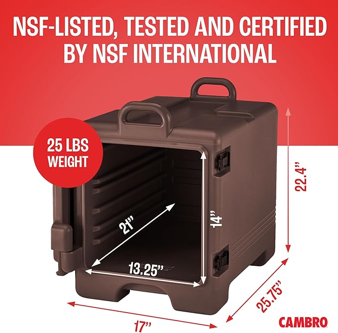 Cambro Insulated Food Pan Carrier - Hotbox and Food Warmer for Catering & Transport - Front Load UPC300 Series (Brown)