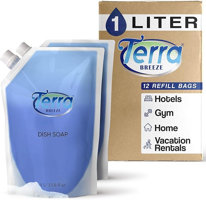 Liquid Dish Soap Refill Pouch 1 Liter – Family Size Dishwashing Liquid for Everyday Home Use – Non-Toxic Formula Cuts Grease While Gentle on Hands – Eco Refill for Dish Soap Dispensers & Kitchens
