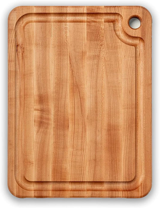 John Boos Prestige Series Rectangular Wooden Maple Cutting Board 20”x15” – 1.25” Thick, 10-lb Reversible Butcher Block with Juice Groove, Edge-Grain & Finger Grip Hole – Made in the USA